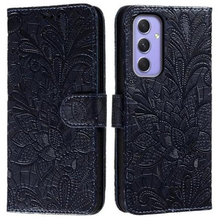 Samsung Galaxy S26 Plånboksfodral Spetsblommor Konstläder Flip - Svart