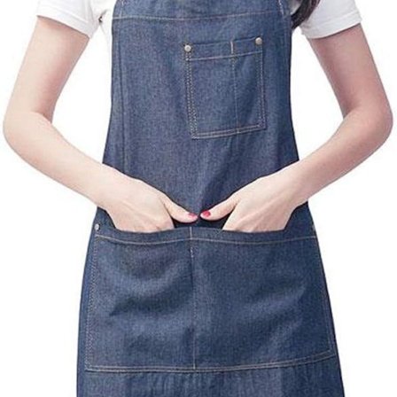 Denimforkle, Unisex Justerbart Smekkeforkle med 3 Lommer, Matlagingsforkle KLB