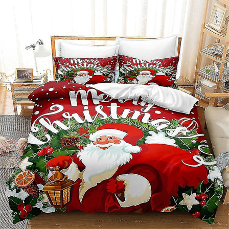 Jule 3D Digital Tryk Sengetøj Dynebetræk Pudebetræk Enkelt Dobbelt Kong Stil 429