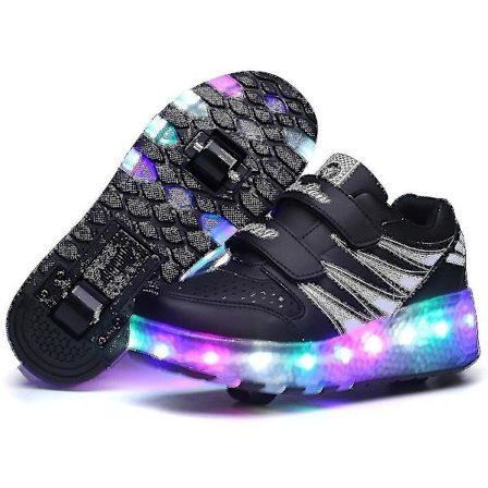 2022 Nya Led Light Up Roller Shoes Double Wheel USB Uppladdningsbara skridskoskor