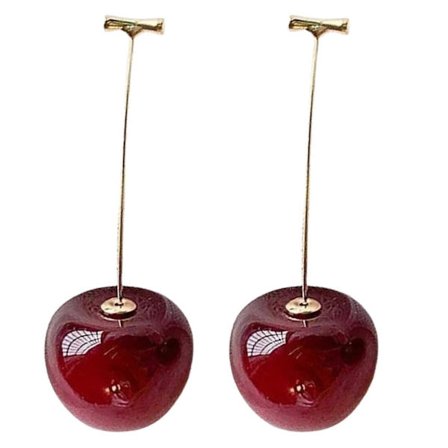 Elegante Kirsebærfrugt Øreringe Lange Hængende Mode Statement Øreringe Mode Kirsebær Smykker Perfekt til Stilfulde Outfits dyb rød