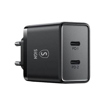 Dual USB-C PD Laddare 40W - Svart