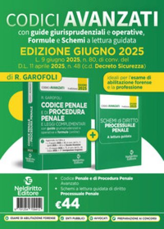 Codice penale e di procedura penale avanzato, con guide giurisprudenziali e operative, formule e schemi a lettura guidata aggiornato alla L. 9 giugno 