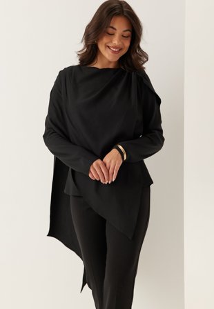 BUBBLEROOM-Draped Cape Blouse-S