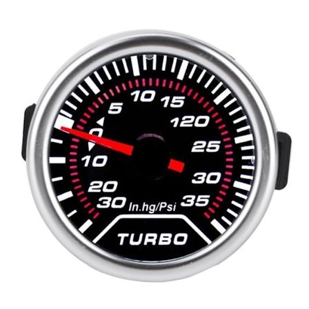 Fdit Vakuummåler, Universal Turbo Boost Trykmåler, 35PSI Vakuumtryk, Røget Linse, LED