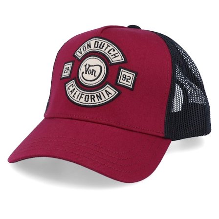 Von Dutch - Rød trucker Kasket - California Bordeaux/Black Trucker @ Hatstore