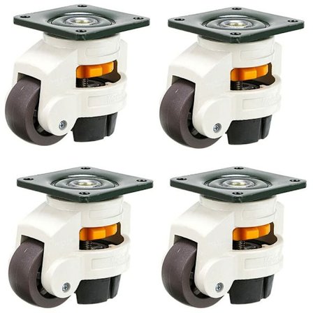 4 st Möbelhjul, Svängbart Hjul, Infällbara Nivelleringshjul 60F, Nylon och Aluminiumlegering, Lastkapacitet 250 kg per Hjul