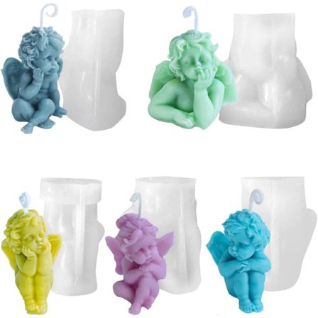 silikone lysestager i stykker 3D, silikoneform engel, silikoneforme støbeforme, lys silikoneform til at lave lys, aromasten,