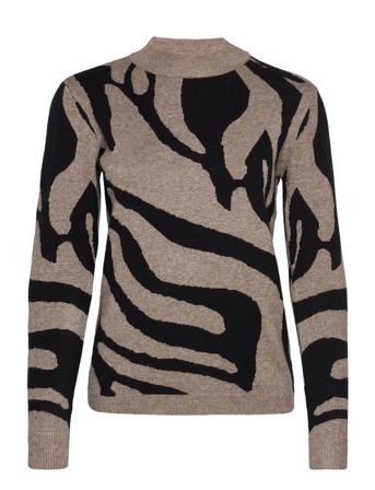 Objray L/S Knit Pullover Aop Pullover Striktrøje Multi/mønstret Object