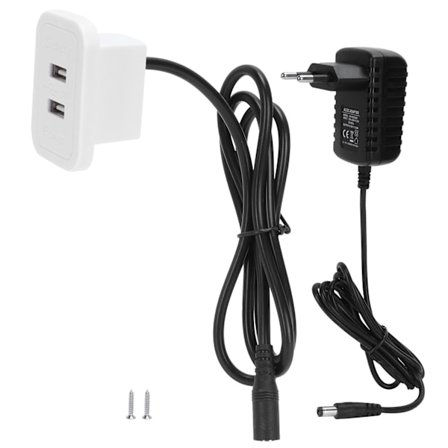 Lænestol oplader med dobbelt USB-port 5V 2A til skrivebordssofa seng natbordsmøbler Hvid EU 100‐240V