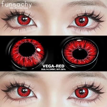 Funsachy Cosplay Blind Svart Linser Anime Vit gon F rg Lins Halloween Vampyr Linser Kosmetiska F rgglada Multikontaktar R d Lins VEGA-RED 0