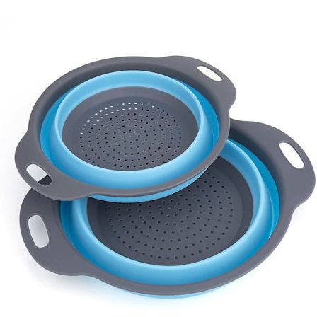 Sammenleggbar sil, 2 stk sammenleggbar sil silikon sammenleggbar pasta sil sammenleggbar silikon filter grønnsak fruktkurv for kjøkkenutstyr