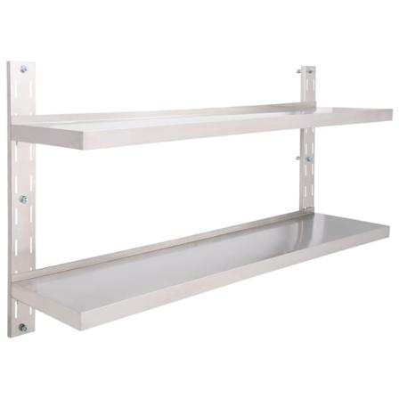 Vidaxl Svävande Vägghylla 2 Plan Rostfritt Stål 150x30 Cm Grå