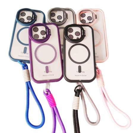 Nyt Transparent Computer Magnetisk Telefoncover til Apple 16 15 14 13 12 11 Pro Max Stødsikkert Beskyttelsescover med Lanyard Telefonbeskytter