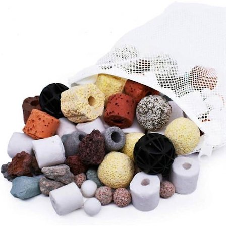 Akvariefisk Tank Filtermedie, Keramiske Ringe Bio Kugler Porøst Filter Biokemisk (20-i-1, 500g)