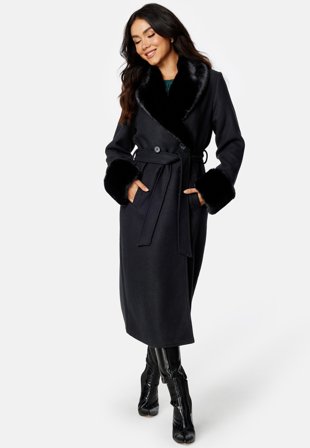Chiara Forthi Fortina Wool Blend Coat Black Klær