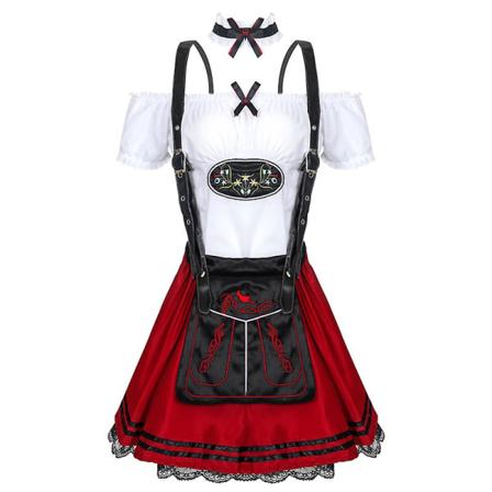 Uusi Carnival Oktoberfest -asu Top Riimuhame Alpit National Parade Clubs Wench Cosplay Fancy Juhlamekko Halloween Pink L