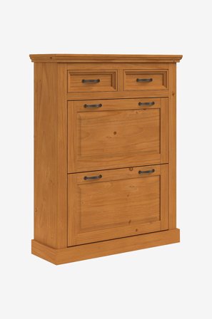 Loft24 - Selma Skoförvaring med 2 luckor och 2 lådor i furu - Beige - Skoskåp - Från Homeroom