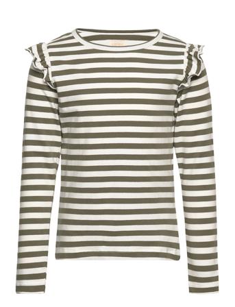 T-Shirt Ls Stripe T-shirts Long-sleeved T-shirts Grønn Creamie*Betinget Tilbud