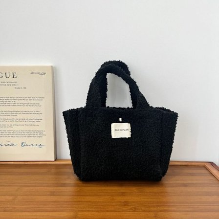 Håndvævet taske Uld strikke skuldertasker SORT
