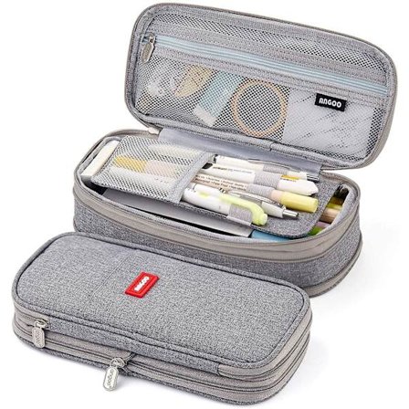 Wekity Big Capacity Pencil Pen Case Office College School Large Storage High Capacity Bag Pouch Holder Box Organizer Blue (gray)