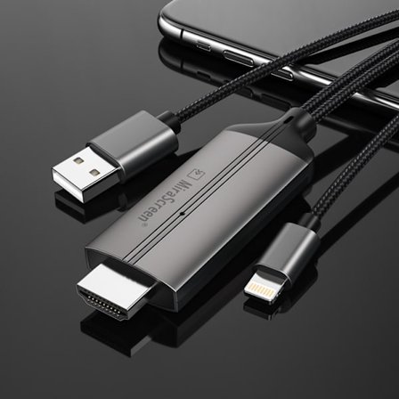 Lightning till HDMI-kabeladapter kompatibel med iPhone iPad, App