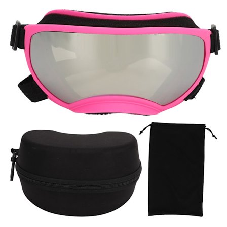Hundebriller Pink Ramme Ultraviolet Sikker Vindtæt Åndbar Justerbar Rem Hund Goggles til Udendørs Sølv Linse