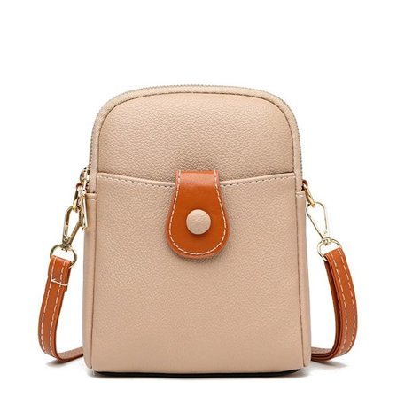 PU Mini Crossbody Bag Dubbellagers Mobiltelefonväska