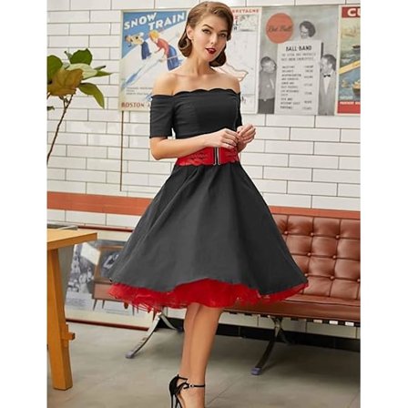 50-tals underkjol Rockabilly Dress Crinoline Tutu för kvinnor Red