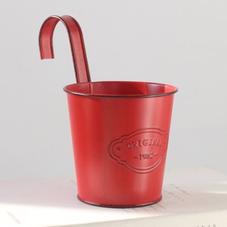 1 stk. Rød jernhengende blomsterpotte i vintage-stil Plantekasser til balkonghage