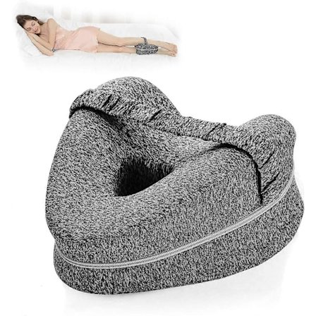 Benpude | Ergonomiske side sovepuder | Memory Foam knæpude med rem til sidesovere | Benstøttepude med aftageligt og vaskbart betræk C