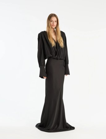 ROTATE Birger Christensen Chiffon Ls Maxi Dress - Black - 34