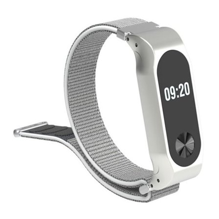 Xiaomi Mi Band 2 erstatnings-urrem i nylon med velkro lås - Sølv