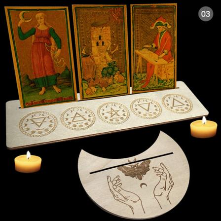 2/4st Trä Tarotkortställ för Witch Divination Tools Displ 3