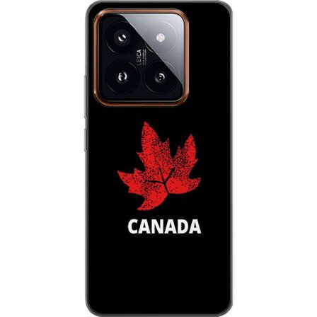 Yhteensopiva Puhelinkuori Xiaomi Xiaomi 14 Pro Graafinen vaahteralogo punaisella mustaa taustaa vasten, jossa on selkeä Kanada-viittaus ja minimalist