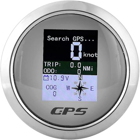 Fartmåler, 85mm Vandtæt Digital GPS Fartmåler Måler Kørselsretning Kompas LCD Display Til Bil Båd Yacht Marine Lastbil (Hvidt Frontpanel)