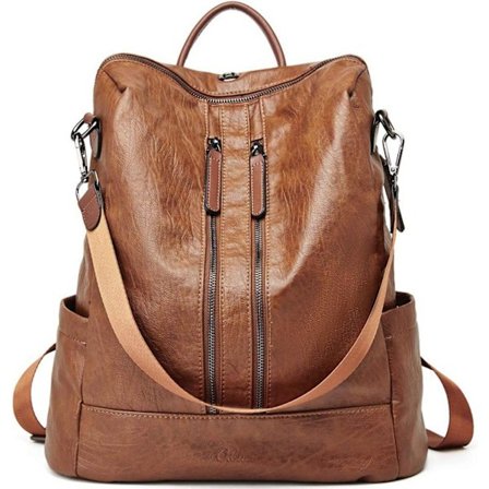 Ryggsekk i skinn med stor kapasitet for kvinner