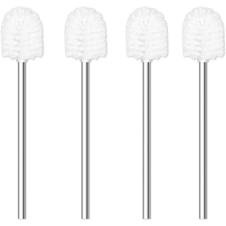 Toalettbørste, 4 stk toalettbørster med rustfrie håndtak, for baderomstoalett - ergonomisk, elegant, holdbar (hvit)