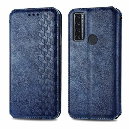 Läder TCL 20 SE fodral med romb-design - Blå