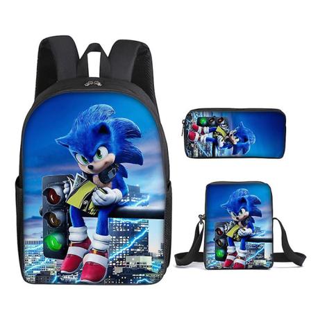 Sonic the Hedgehog skolväska 3st Anime tecknad skolväska