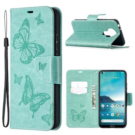 Butterfly läder Nokia 3.4 fodral - Grön
