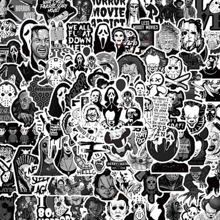 100-pack skräck vattentäta vinylklistermärken för bärbar dator, resväska, H