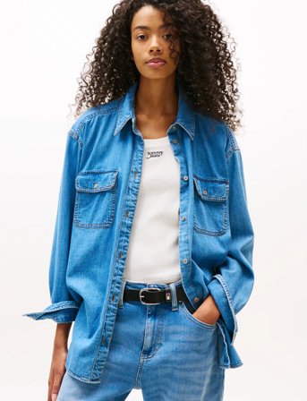 Tommy Jeans Ls Relaxed Denim Shirt Ext - Blue - XS