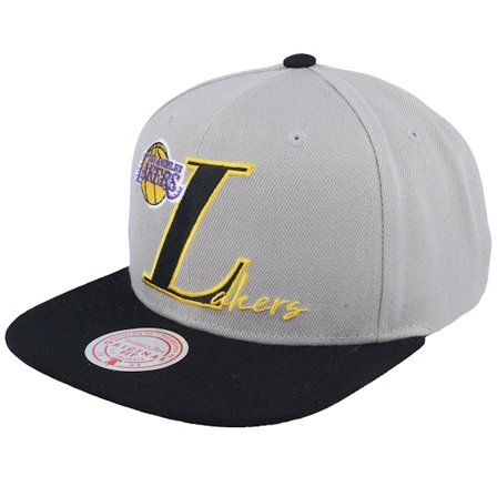 Mitchell & Ness - Los Angeles Lakers Top Letter Grey Snapback Snapback Grey Cap - NBA @ Hatstore