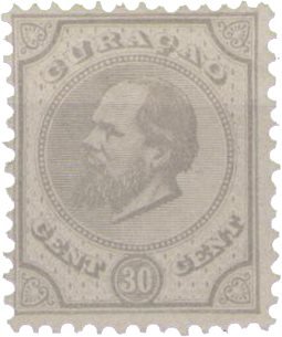 Curacao - 30 ct grijs Willem III (nr. 8, ongebruikt)
