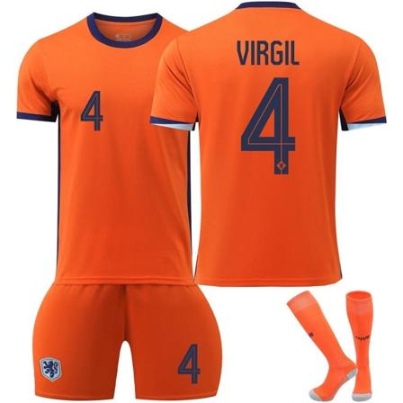 Nederlandsk Europacup hjemmebane trøye nr. 4 Virgil ny sesong siste voksen fotballtrøye- Perfet Kids 24(130-140cm)