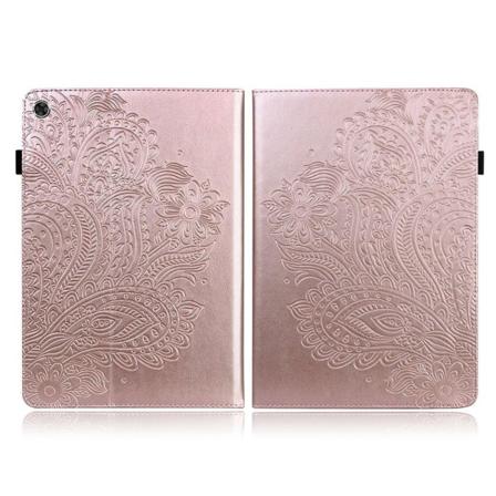 Lenovo Tab M10 FHD Plus læderetui med blomsterprint - Rødguld Pink