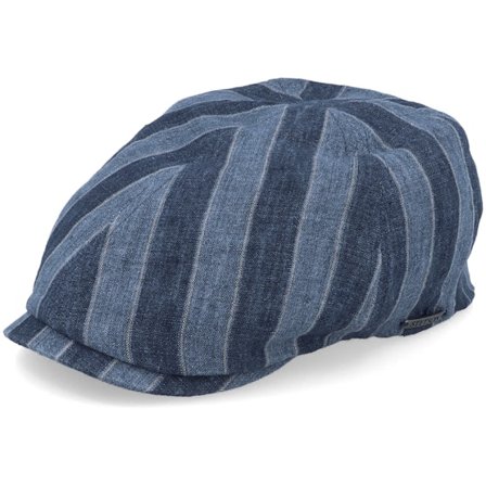 Stetson - Blauw flatcap Cap - Duck Cap Linen Flat Cap @ Hatstore