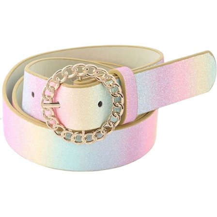 Jenter Glitter Regnbue Belte PU Lær Livrem Justerbar Casual Jeans Belte wi