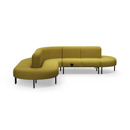 Sofa VARIETY, L-förmig, mit USB-Steckdose, Stoff Blues CSII, gold